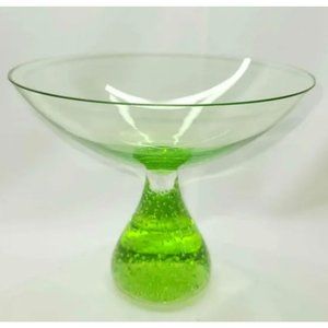 Erickson lime green glass bowl compote bubble base